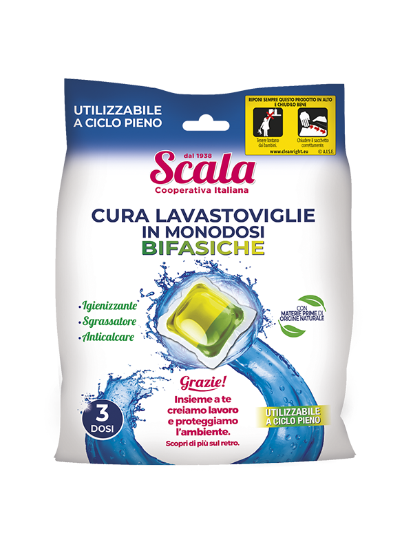 Detersivi Scala - Cura lavastoviglie in monodosi bifasiche